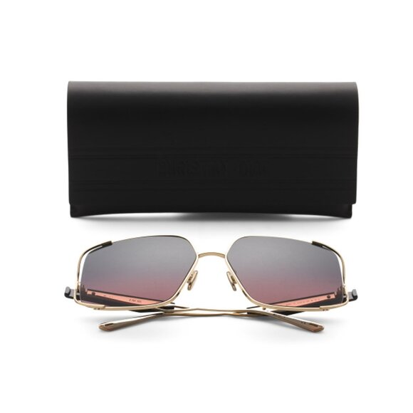 DIOR Gold 61mm Square Sunglasses - Picture 1 of 2
